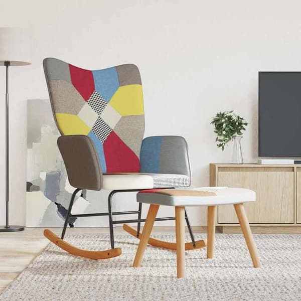 Maison Exclusive - Gyngestol med Patchwork Stof Skammel