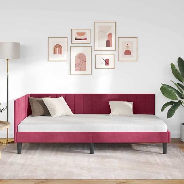 Maison Exclusive - Hörnsängram Bordeaux 90 cm x 200 cm Sammet