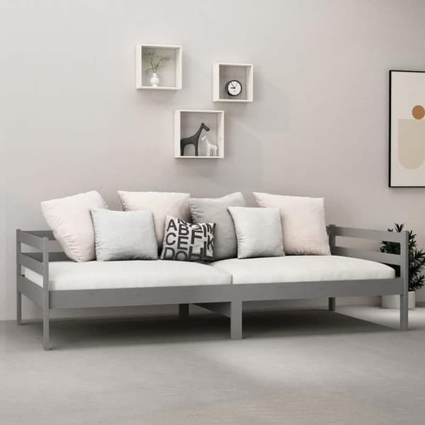 Sängsoffa - Exklusivt Hem - Madrass 90 x 200 cm - Massivt trä - Grå Grå