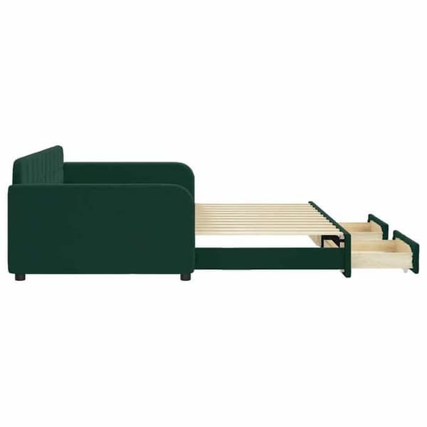 Seng i dag - EKSKLUSIV HUS - 100x200 cm - sovesofa - 2 skuffer - grøn velour