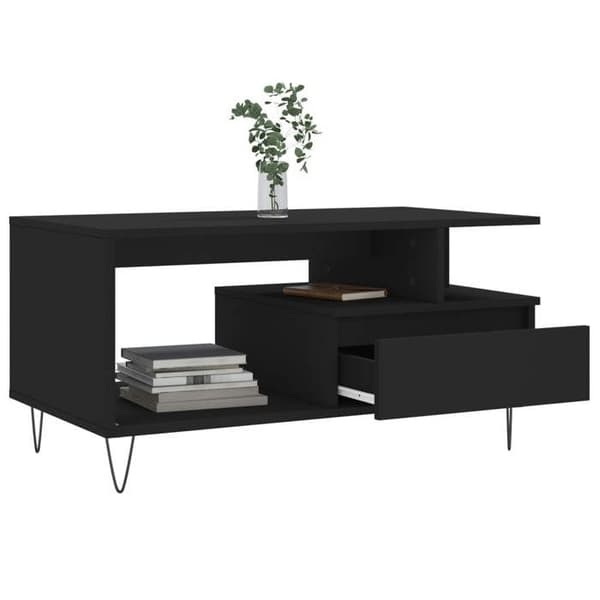 Maison Exclusive - Sort sofabord 90x49x45 cm Ingeniørtræ