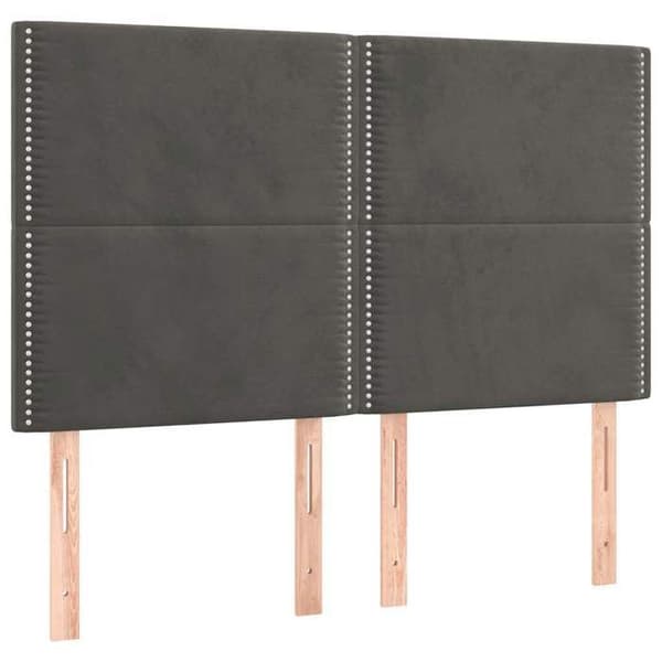 Maison Exclusive - LED Hovedgærde Mørkegrå 144x5x118/128 cm Velour Mörkgrå
