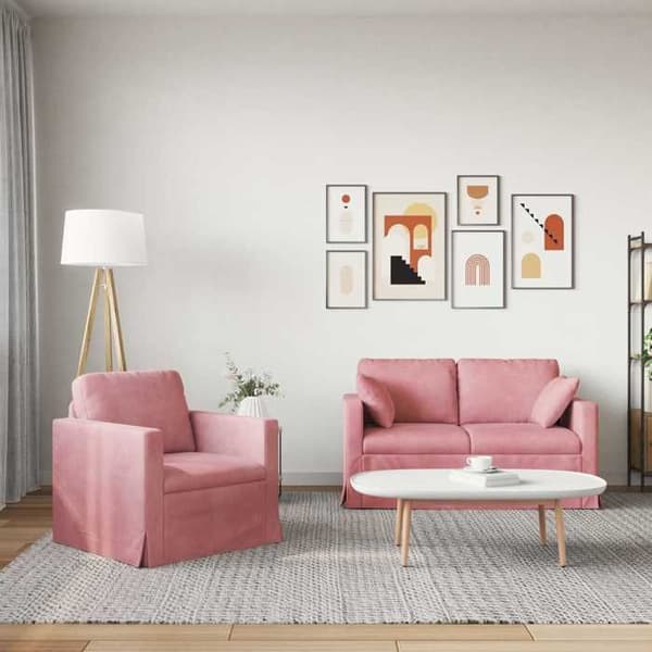 Maison Exclusive - Set av Soffor 2 st Rosa Sammet