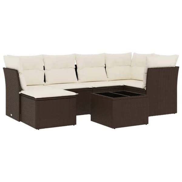 Maison Exclusive - Trädgårdsmöbler med kuddar 7 delar brun flätad resin