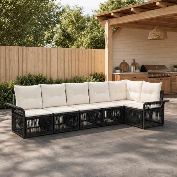 Maison Exclusive - 6-delt have-sofa sæt i sort polyrotin