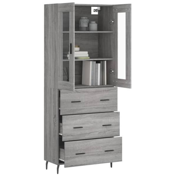 Maison Exclusive - Buffé hög Sonoma grå 69,5x34x180 cm Ingenjörsträ