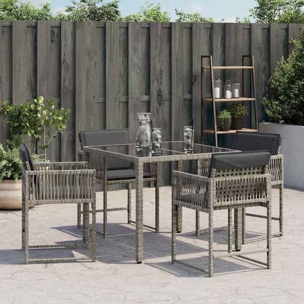 Maison Exclusive - Trädgårdsstolar med kuddar, set om 4, grå flätad resin Grå