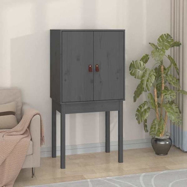 Maison Exclusive - Høj buffet Grå 60x40x120 cm Massivt fyrretræ Grå
