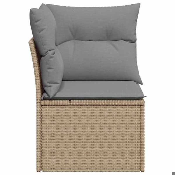 Maison Exclusive - U-formad trädgårdsoffa med beige kuddar i flätad resin