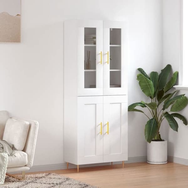 Maison Exclusive - Buffé hög Vit 69,5x34x180 cm Ingenjörsträ