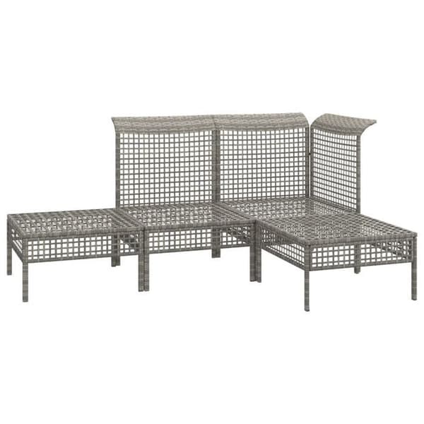 Maison Exclusive - Trädgårdsmöbler 4 delar med kuddar Grå Flätad resin Grå (mörkgrå kuddar)
