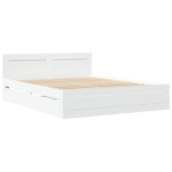 Maison Exclusive - Sängram med låda Vit 150 x 200 cm Ingenjörsträ
