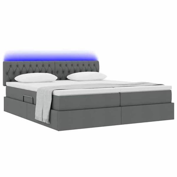 Förvaringssäng - EXKLUSIV HEM - 180x200 - Mörkgrå - Polyester tyg - Inbyggd LED Mörkgrå