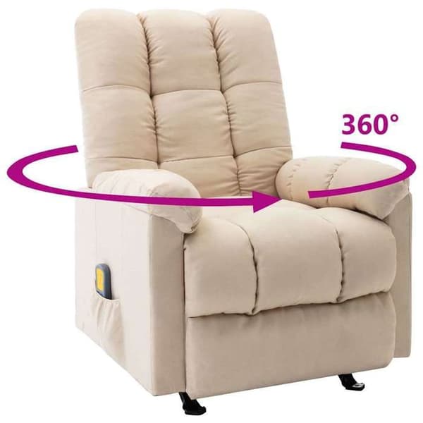 Elastisk massagefåtölj - EXKLUSIV HEM - Justerbar Kräm Tyg - 6 punkter - Värmesäte - 360° rotation Grädde