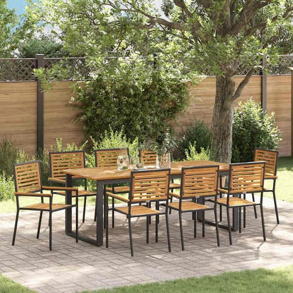 Maison Exclusive - 9 pc have spisebordssæt i sort Svart