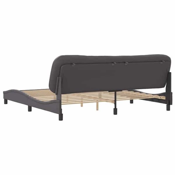 Sengestel - EKSKLUSIV HUS - Hvar - 200x200 cm - Grå kunstlæder - Lamelseng Grå