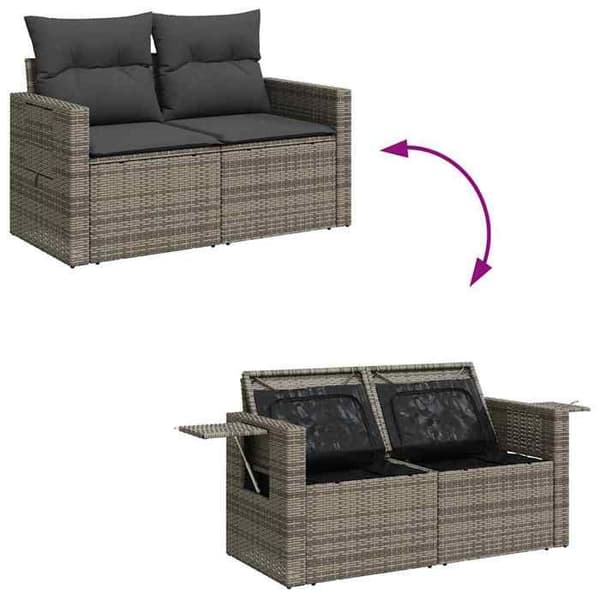 Maison Exclusive - Trädgårdsmöbler med kuddar 7 delar grå flätad resin