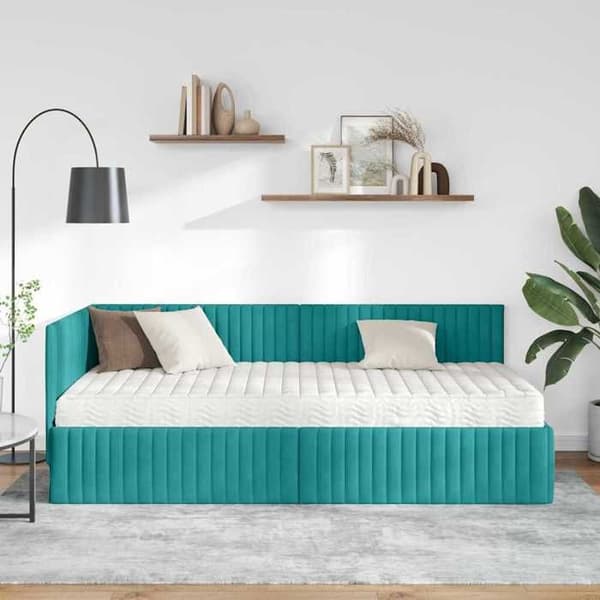 Maison Exclusive - Vinkel sengestel med madras 2 pc Turkis 100 x 200 cm