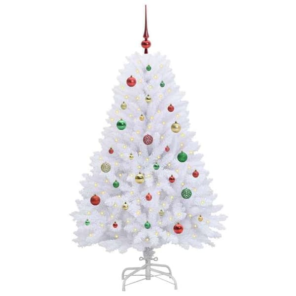 Kunstig juletræ - EKSKLUSIV HUS - Ledede grene - Hvid - 150 cm - LED 8 tilstande Vit