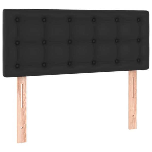 Maison Exclusive - Sengebund med lameller og madras Sort 90x200 cm Simililæder