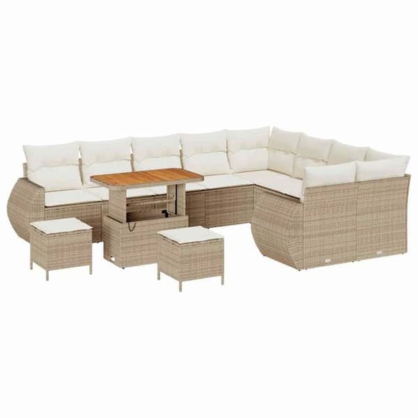 Maison Exclusive - 12 osan puutarhakalustesarja, beige polyrottinki