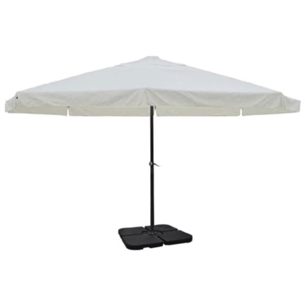 Haveparasol - Eksklusiv Hus - Diam. 5 m - H. 3,25 m - Fyldbar base (vand/sand) Vit