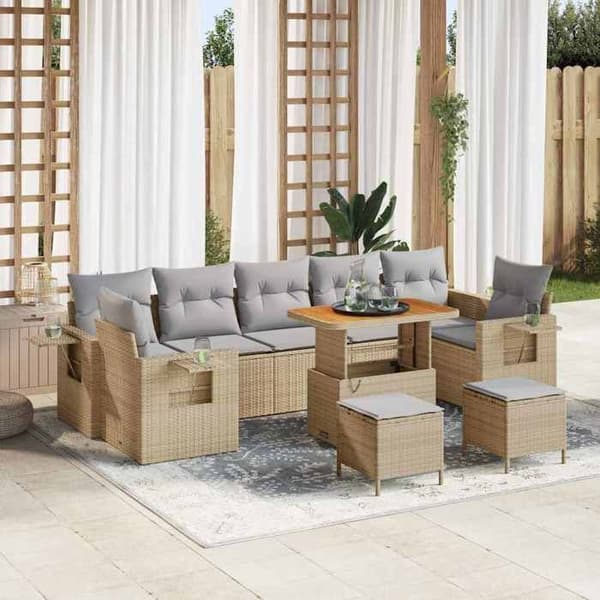 Maison Exclusive - 10-delars trädgårdsoff-set 9-sits
