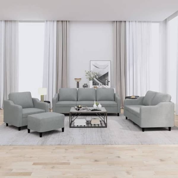 Maison Exclusive - 4-osainen sohvasetti tyynyillä, vaaleanharmaa kangas