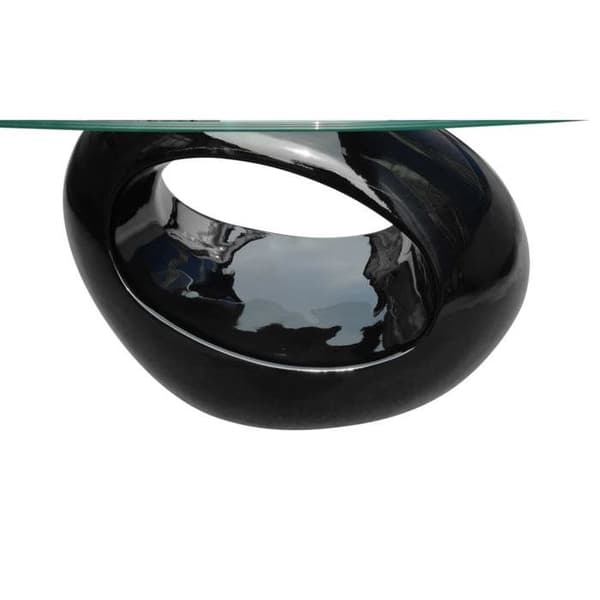 Maison Exclusive - Sofabord med oval sort glasplade Skinande svart