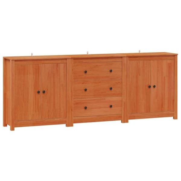 Maison Exclusive - Buffé 3 delar Brun Ciré 210 x 35 x 80 cm Massivt trä Brun Ciré