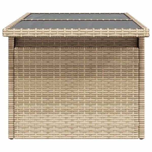 Maison Exclusive - Trädgårdsbord med beige glasöverdel 100x55x73 cm polyrotting