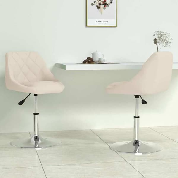Maison Exclusive - Snurrstolar för matplats, set om 2, Creme Sammet