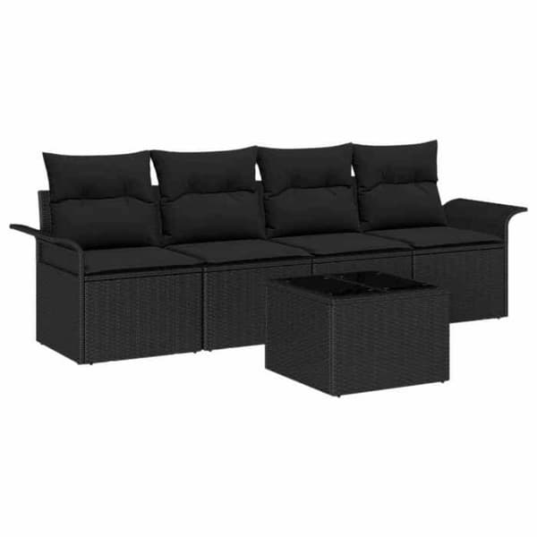 Maison Exclusive - 5 osan sohvasetti musta polyrottinki