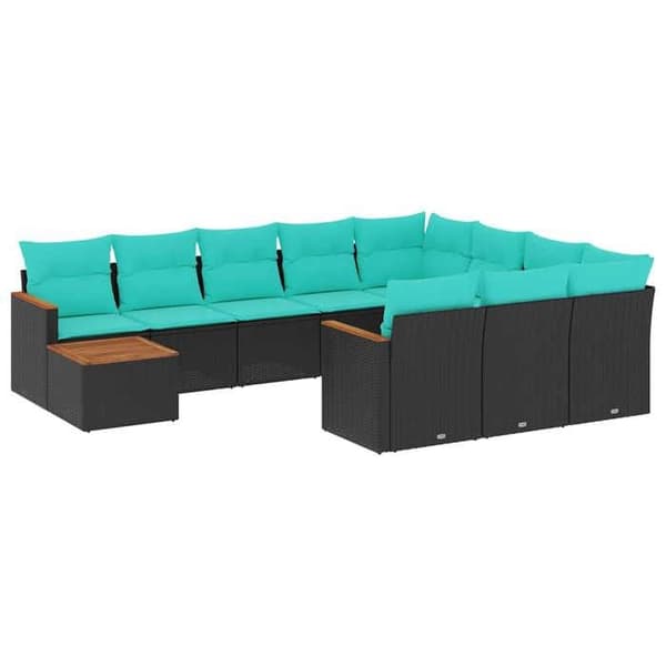 Havemøbel sæt - MAISON EXCLUSIVE - 11 dele - PE rattan - Sort - Akacietræ bord Svart