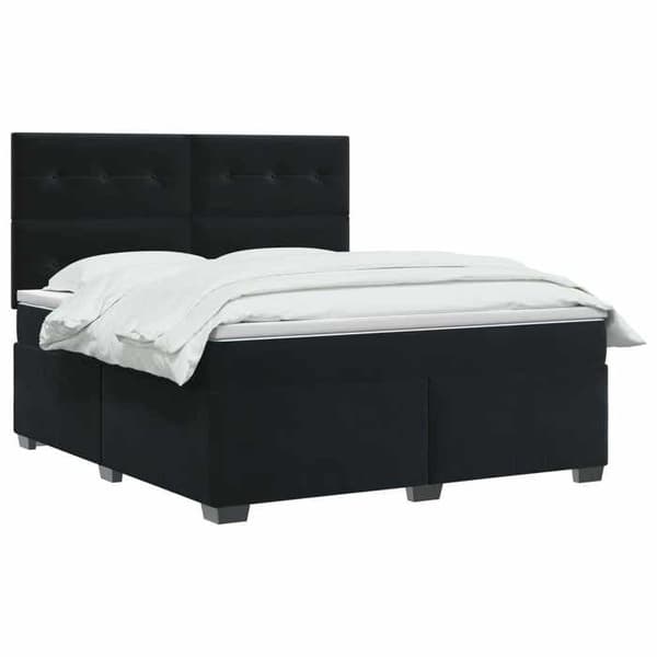 Maison Exclusive - Boxspring-sänky mustalla patjalla 160 x 200 cm Sametti