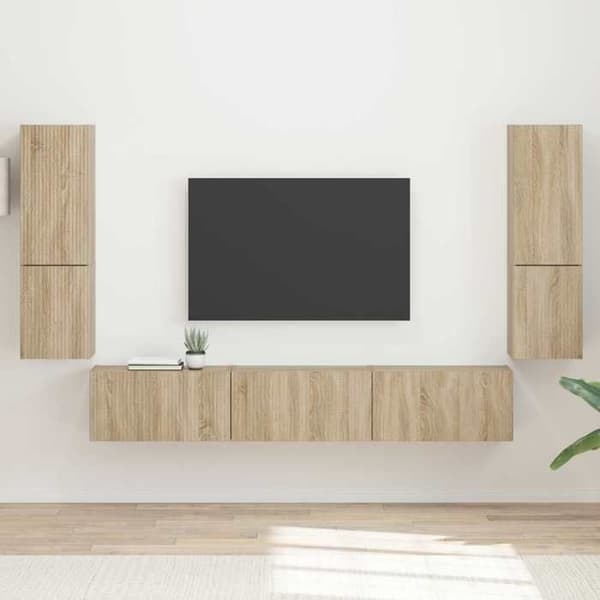 Maison Exclusive - TV-møbel sæt 4 dele Sonoma eg ingeniørtræ