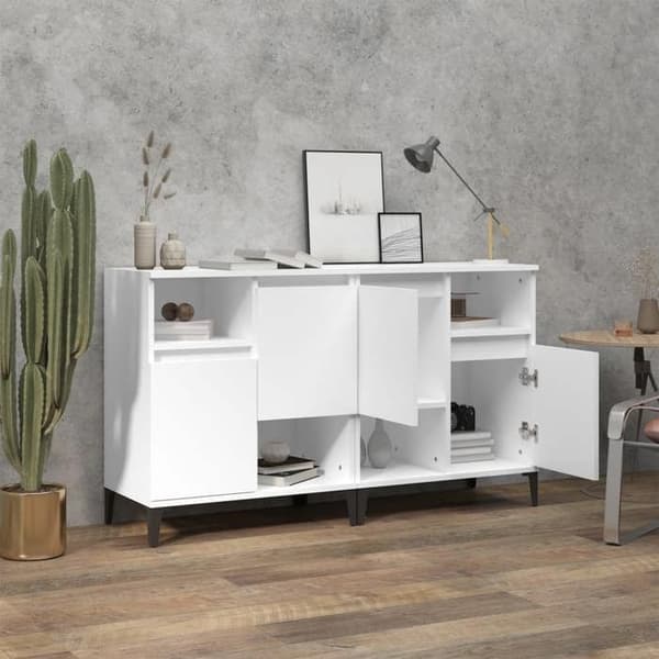 Maison Exclusive - Buffeter 2 stk hvid 60x35x70 cm ingeniørtræ