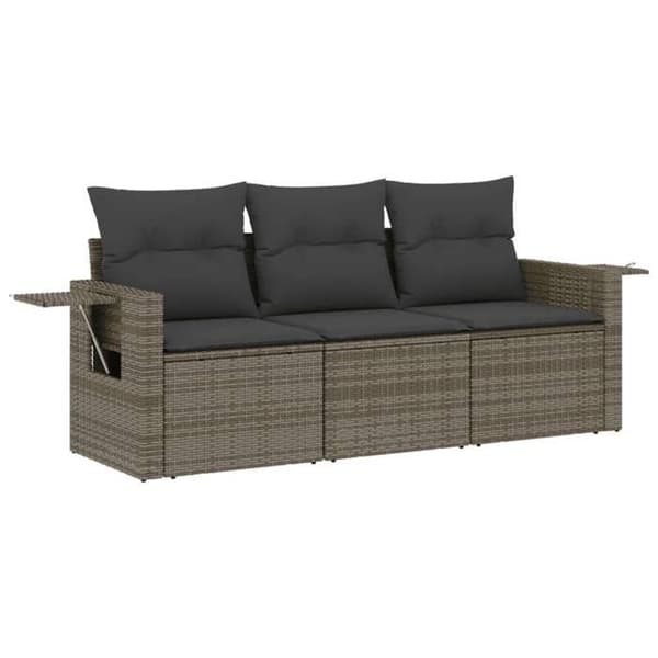 Maison Exclusive - Trädgårdsmöbler med kuddar 3 delar grå flätad resin