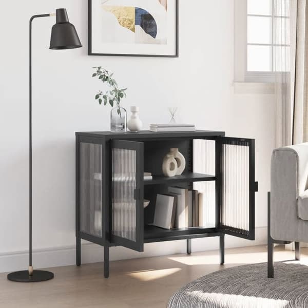 Maison Exclusive - Sort buffet 70x35x70 cm glas og stål