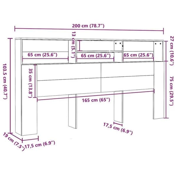 Maison Exclusive - Hovedgærde Skab Hvid 200x19x103,5 cm
