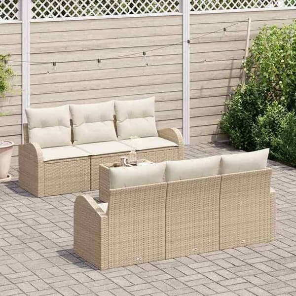 Trädgårdsmöbelset - EXKLUSIVT HUS - Modulärt - 7 delar - Poly Rattan & stål - Beige beige