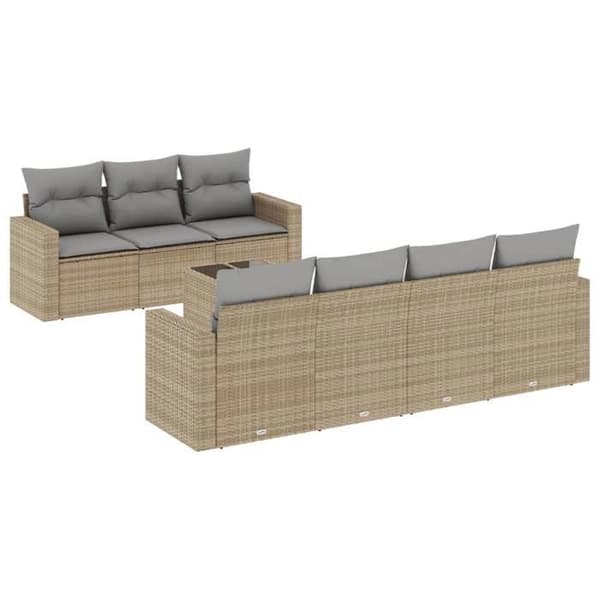 Maison Exclusive - Trädgårdsmöbler med kuddar 8 delar beige flätad resin
