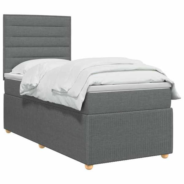 Maison Exclusive - Boxspring-säng med LED och mörkgrå madrass 100 x 200 cm Tyg Mörkgrå