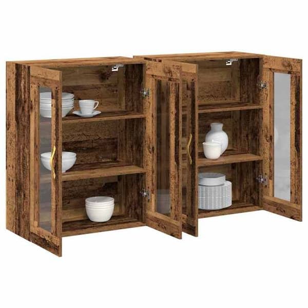 Maison Exclusive - 2 kpl seinähyllykaappeja, vanha puu 69,5 x 34 x 90 cm