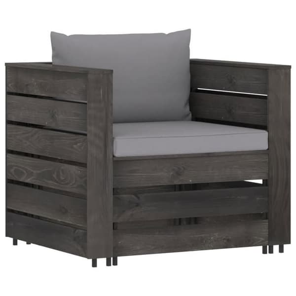 Maison Exclusive - Havegruppe 2 stk med puder, grå imprægneret træ Grå (trä impregnerat med grå)