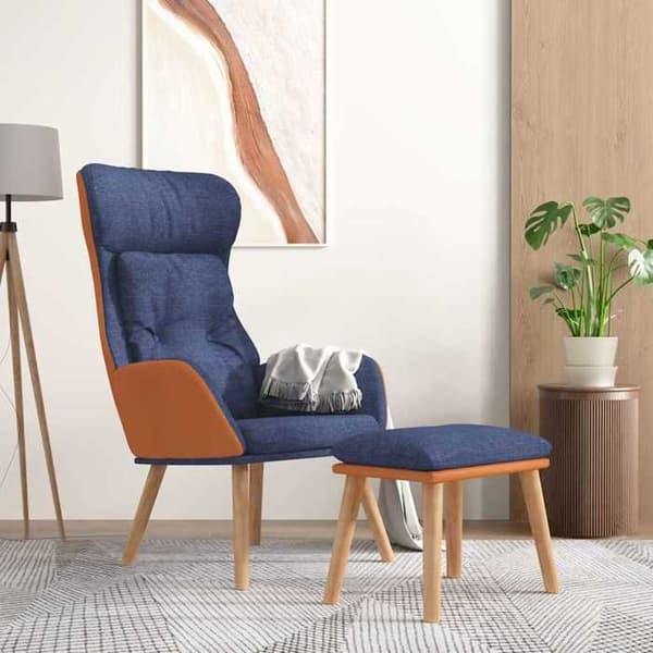 Maison Exclusive - Relax stol med fodskammel Blå Similæder og stof