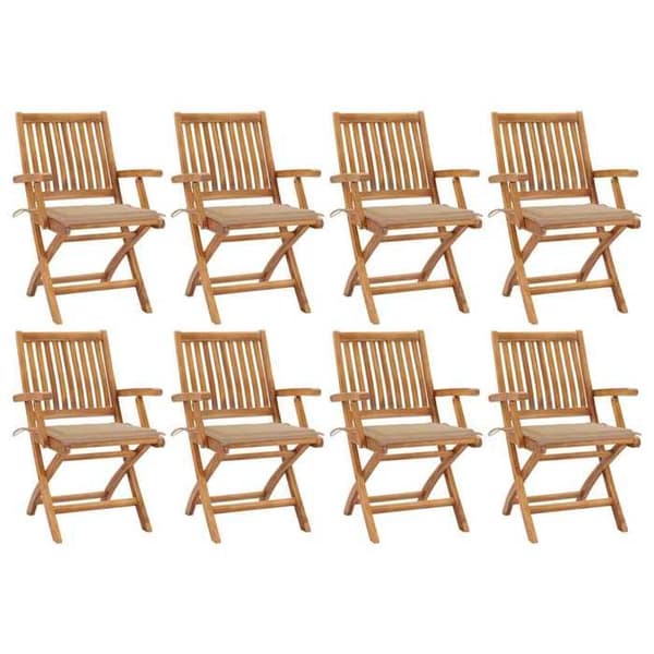 Maison Exclusive - Fällbara trädgårdsstolar med kuddar, set om 8, i solid teak