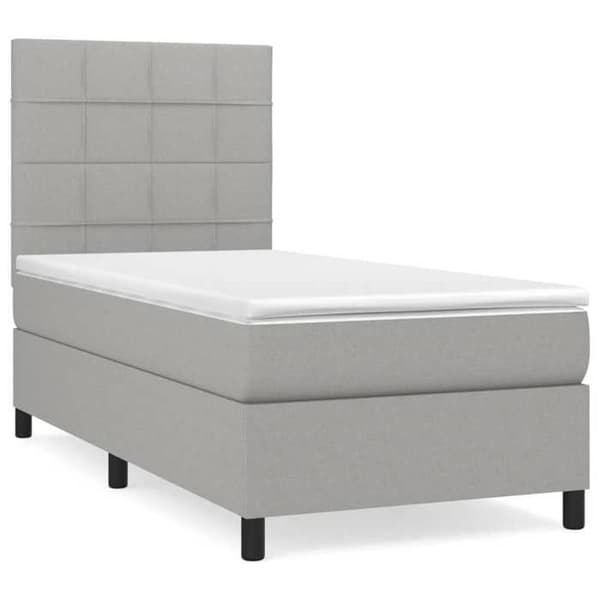 Maison Exclusive - Seng med lameller og madras Grå lys 100x200cm Stof