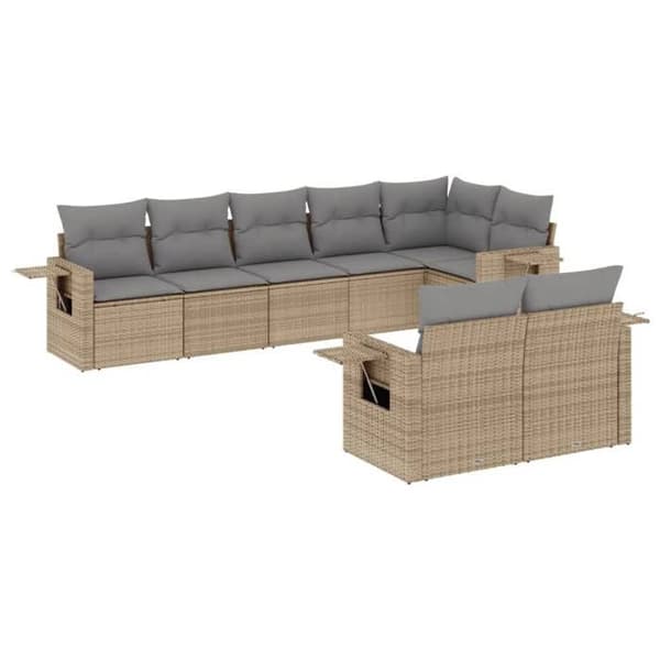 Maison Exclusive - Trädgårdsmöbler med kuddar 8 delar beige flätad resin