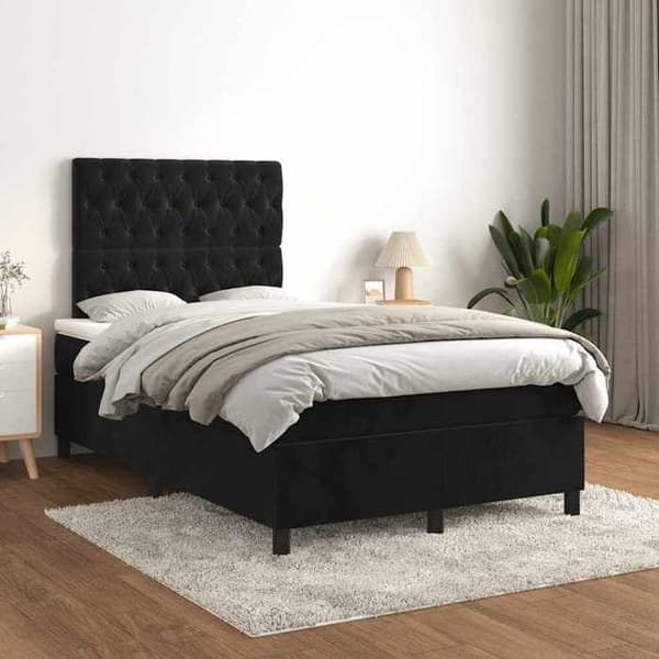 Maison Exclusive - Seng med lameller og sort madras 120x190 cm fløjl